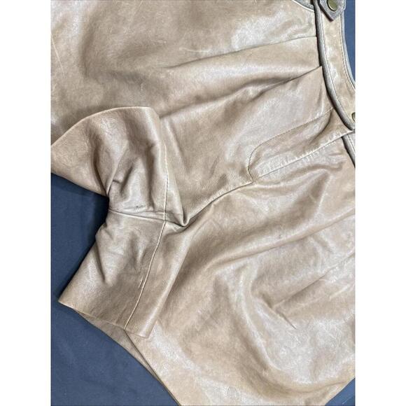 Tibi Brown 100% Lamb Leather Shorts Designer City Chic Classic Front Zip Lined 4 - Picture 7 of 15